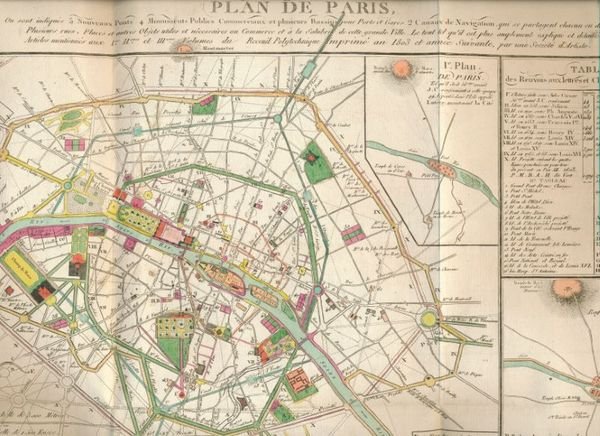Plan de Paris, avec détails historiques de ses agrandissemens et …