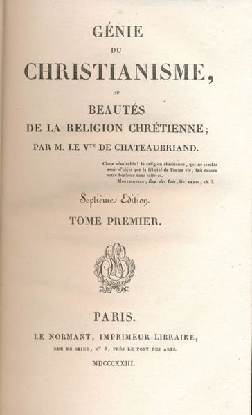 Génie du christianisme, ou beautés de la religion chrétienne