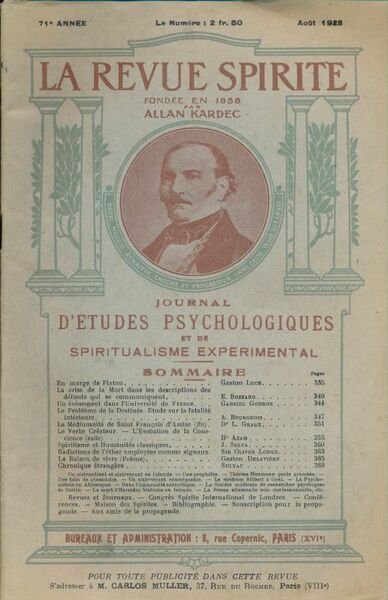 La revue spirite. Journal d'études psychologiques et de spiritualisme experimental.