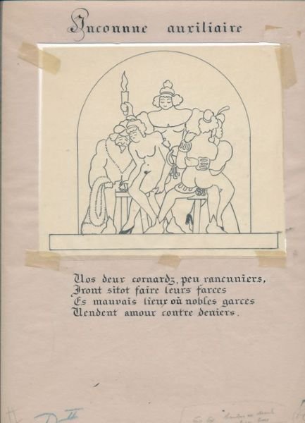L'éternel problème. Avec aquarelle originale