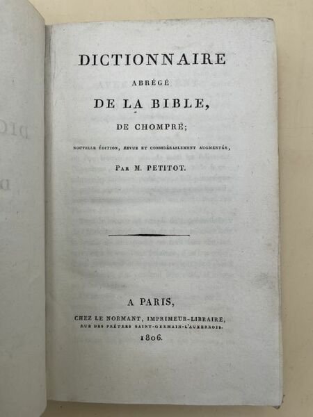 Dictionnaire abrégé de la bible de Chompre