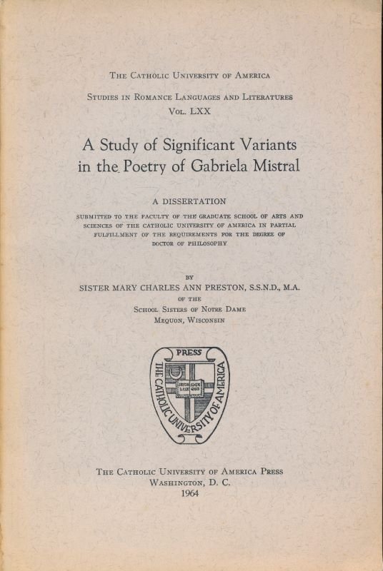 A study of significant variants in the poetry of Gabriela …