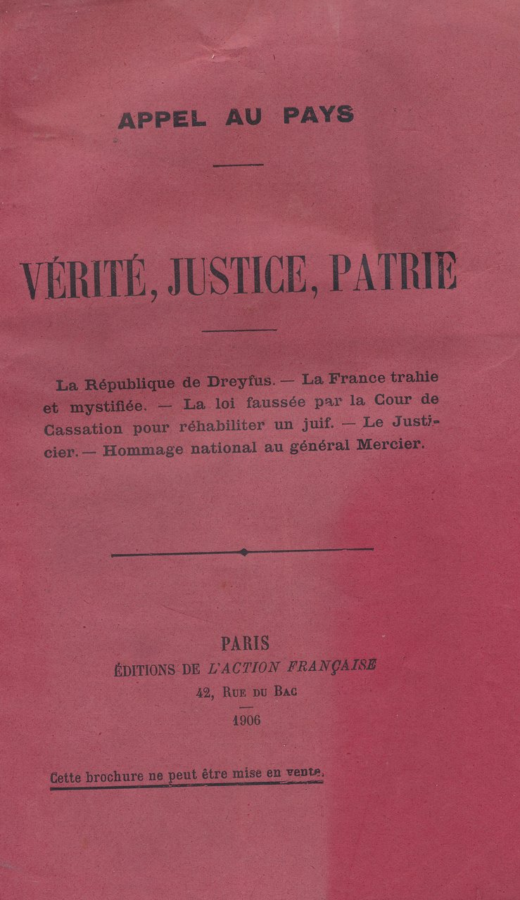 Appel au pays. Vérité, justice, patrie