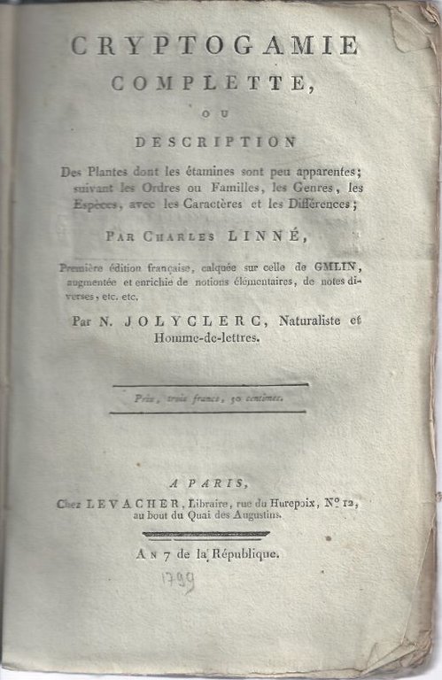 Cryptogamie complete, ou description des plantes dont les étamines sont …