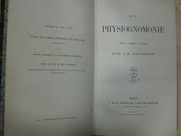 De la physiognomonie. Texte, dessin, gravure