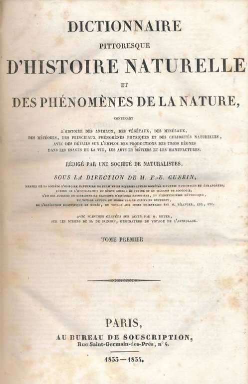 Dictionnaire pittoresque d'Histoire Naturelle et des phénomènes de la nature