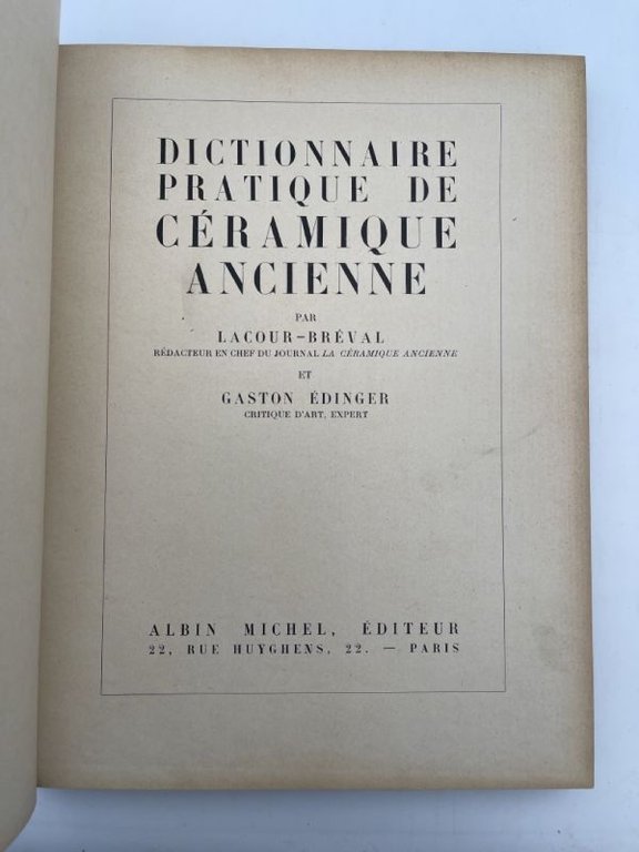 Dictionnaire pratique de céramique ancienne