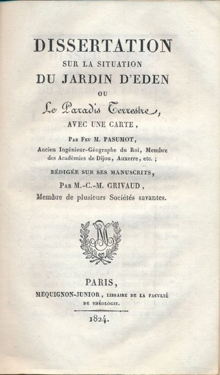 Dissertation sur la situation du jardin d'Eden ou Paradis Terrestre