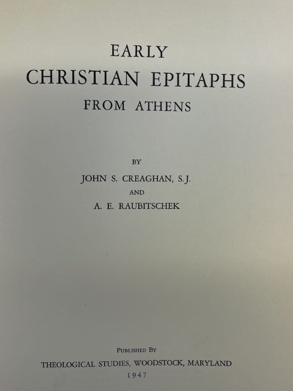 Early Christian epitaphs from Athens