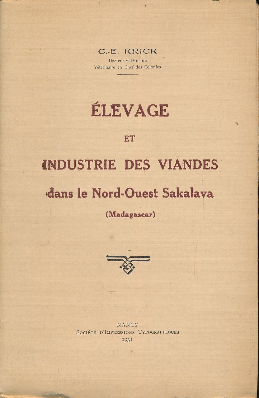 Elevage et industrie des viandes dans le nord-ouest Sakavala (Madagascar)