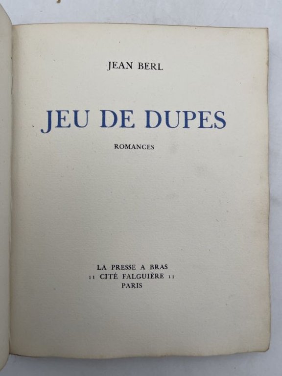 Jeu de dupes. Romances