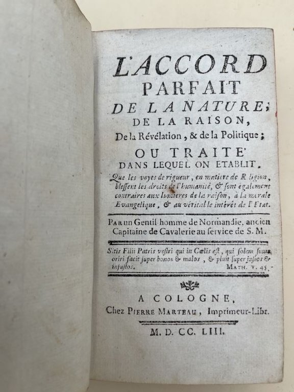 L'accord parfait de la nature, de la raison, de la …
