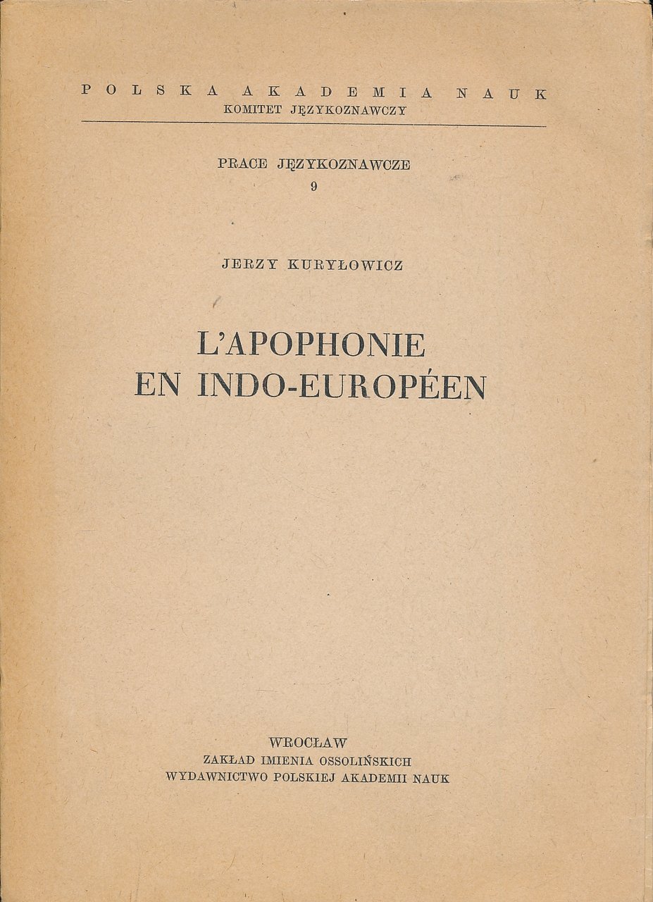L'apophonie en Indo - Europeen
