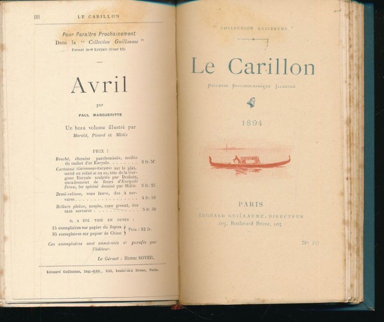 Le Carillon du boulevard brune. Bulletin bibliographique illustrée. N°1 à …