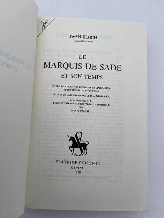 Le marquis de Sade et son temps. Etudes relatives à …