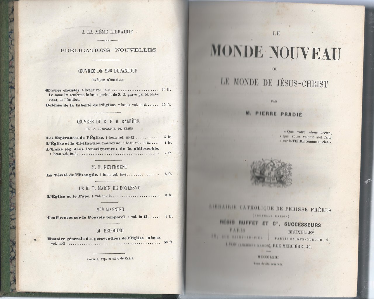Le monde nouveau ou le monde de Jésus Christ
