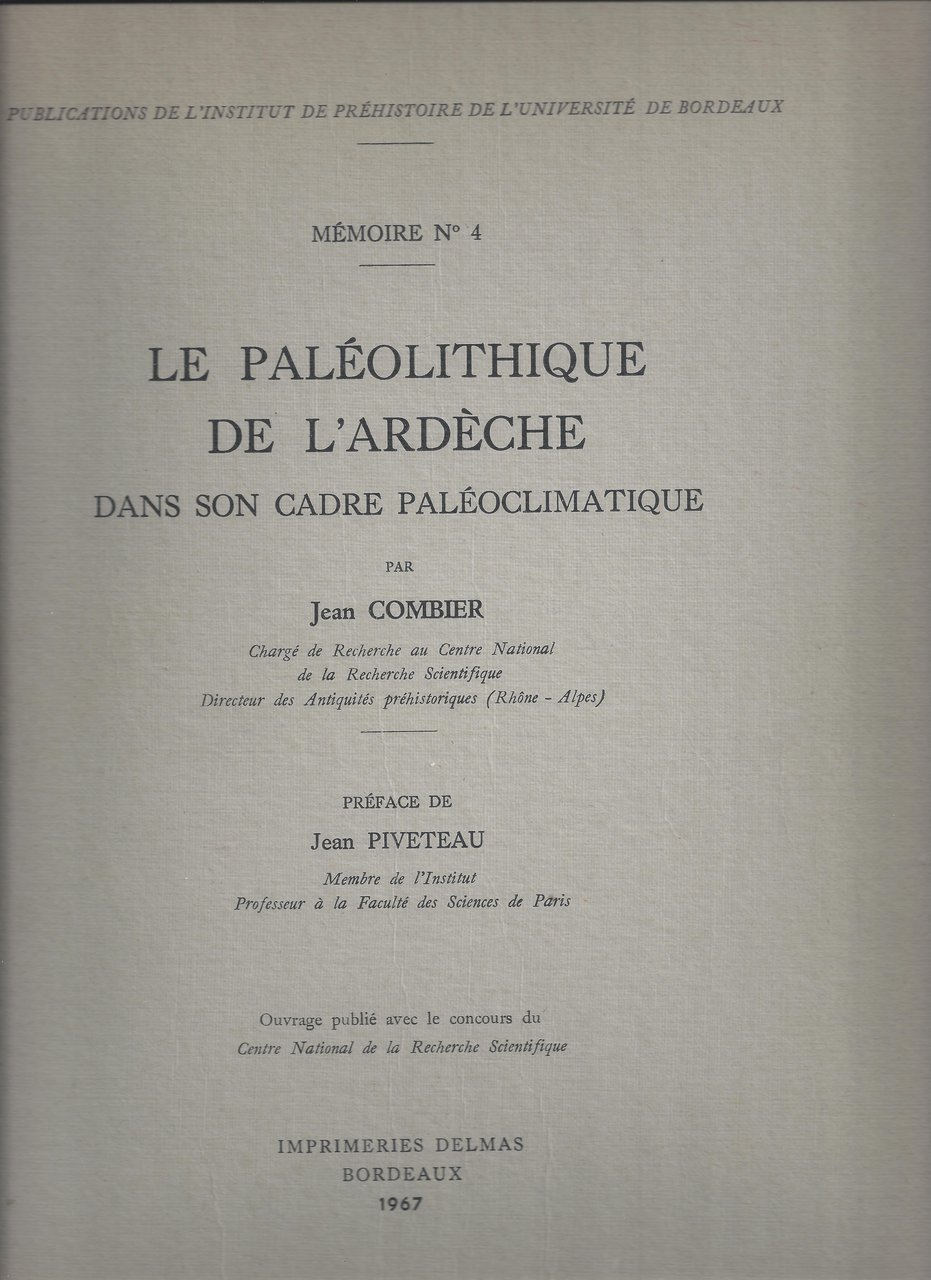 Le paléolithique de l'Ardèche dans son cadre paléoclimatique