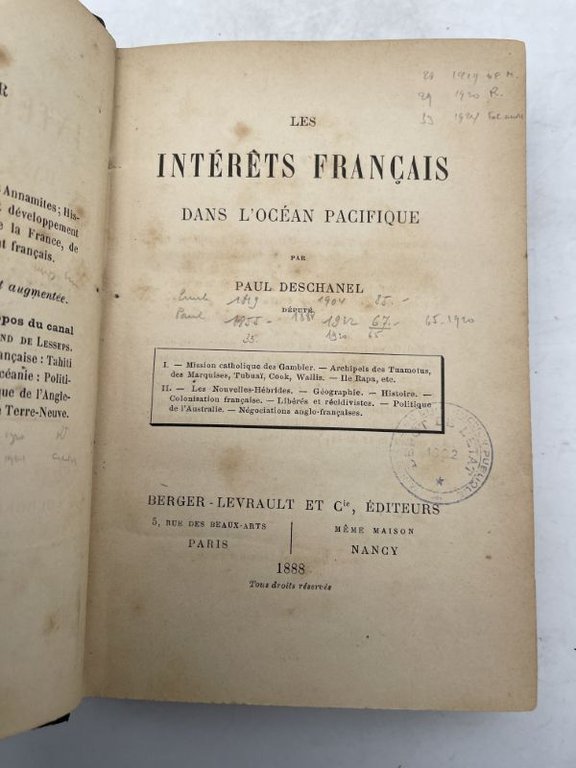 Les intérêts français dans l'océan Pacifique