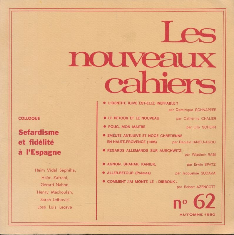 Les nouveaux cahiers N° 62