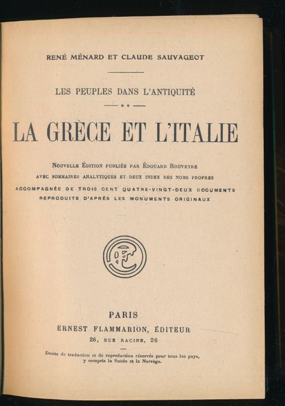 Les peuples dans l'antiquité. La Grèce et l'Italie