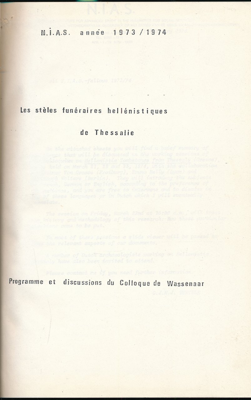 Les stèles funéraires héllénistiques de Thessalie