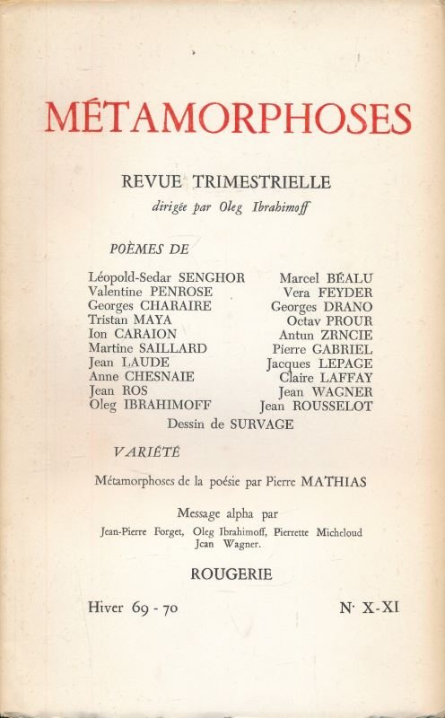 METAMORPHOSES. Revue trimestrielle. N°X - XI