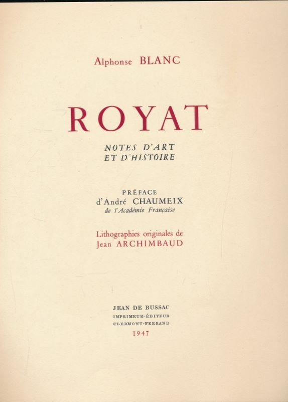 Royat. Notes d'art et d'histoire | Immagine principale