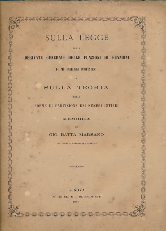 Sulla legge delle derivate generali delle funzioni di funzioni di … | Immagine principale