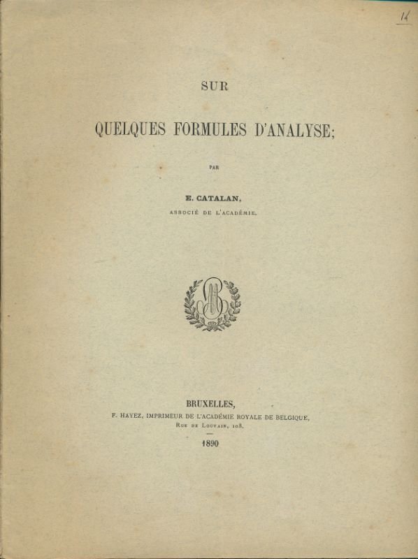 Sur quelques formules d'analyse