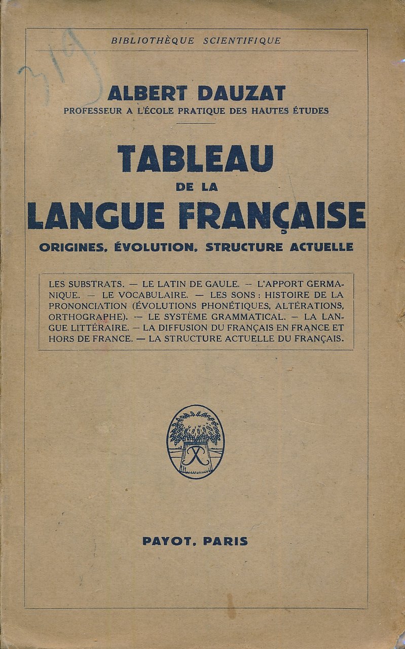 Tableau de la langue Française. Origines, évolution, structure actuelle | Immagine principale