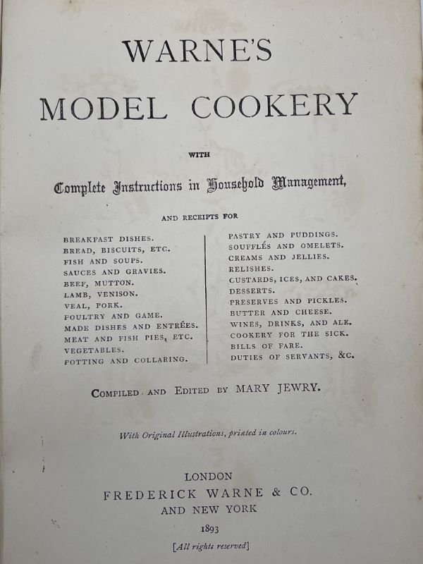 Warne's Model Cookery With Complete Instructions In Household Management