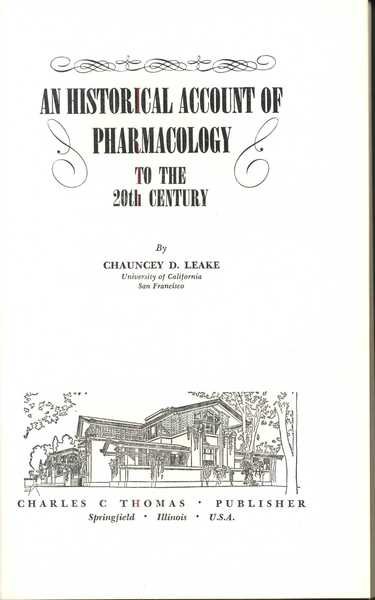 An Historical Account of Pharmacology to the 20th Century