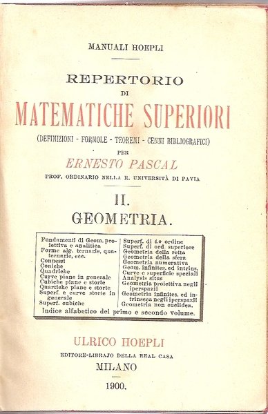 Repertorio di Matematiche Superiori Vol.II Geometria