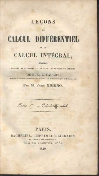 Leçons de Calcul Différentiel et de Calcul Intégral Tome 1-2