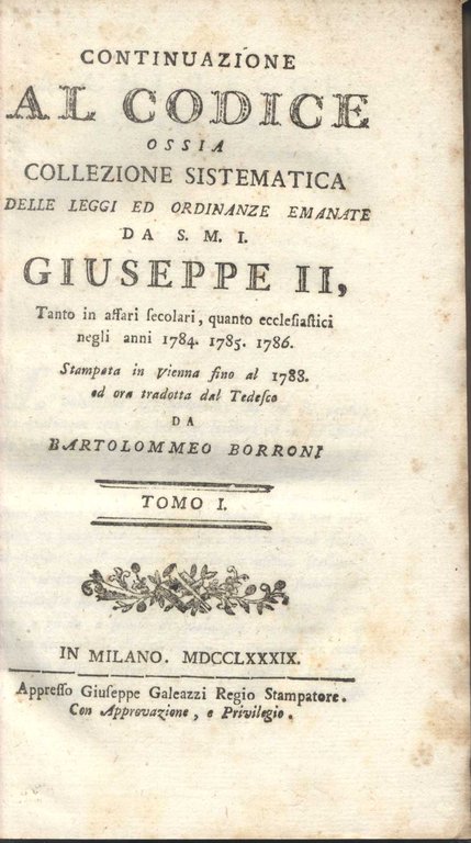 Codice ossia Collezione Sistematica Tomi I -VIII con Appendice (5 …