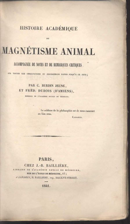 Histoire Académique du Magnétisme Animal