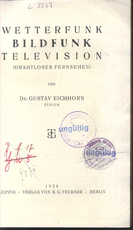 Wetterfunk Bildfunk Television (Drahtloses Fernsehen)