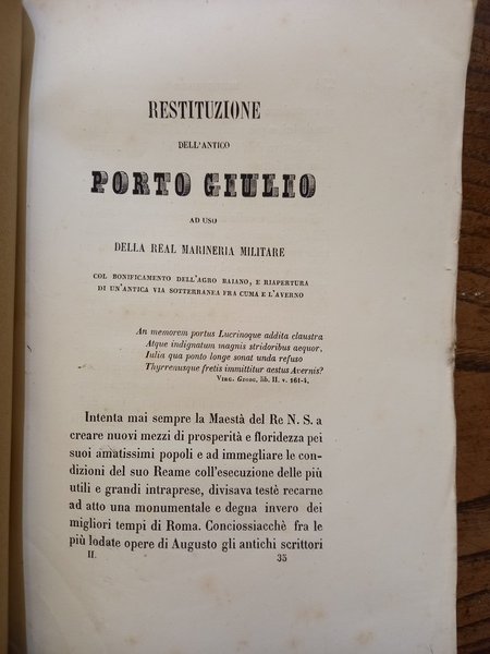 Restituzione dell’antico Porto Giulio ad uso della Real Marineria Militare …