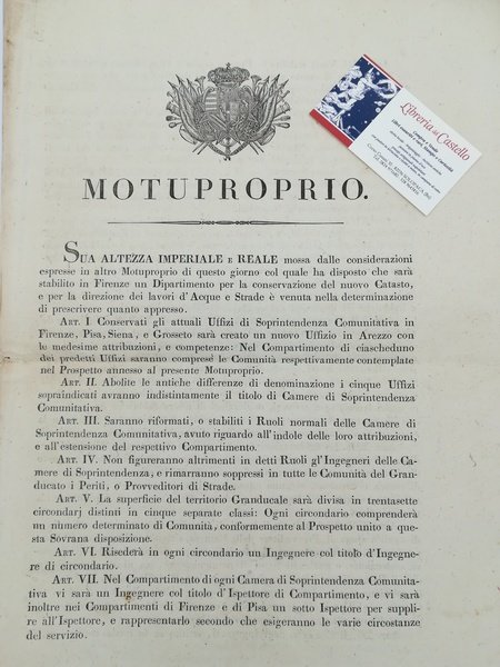 Motuproprio del 1° Novembre 1825 con disposizioni, in XL articoli, …