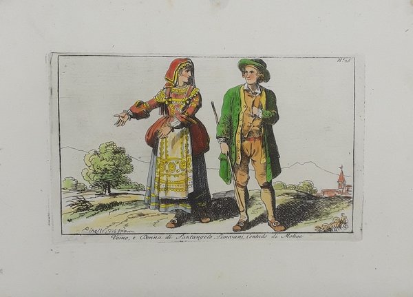 Uomo e donna di Santangelo Limosani, Contado di Molise. Incisione …