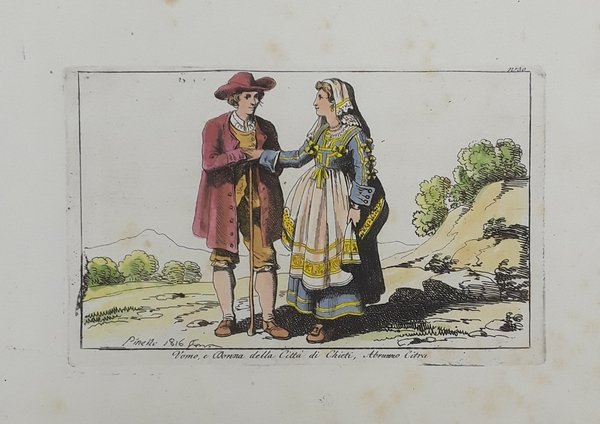 Uomo, e donna della Città di Chieti, Abruzzo Citra. Incisione …