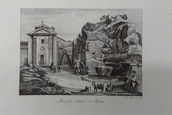 Muraglie ciclopee in Arpino. Incisione in rame. IMPERATO, 1845.