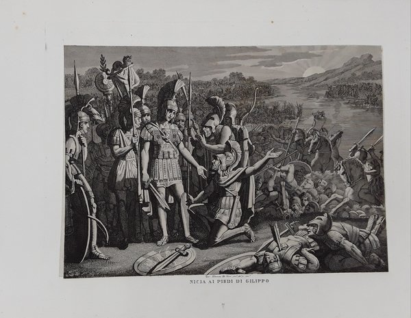 Nicia ai piedi di Gilippo. Incisione in rame all'acquaforte. DE …