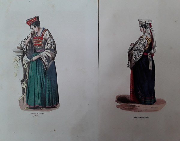 Fanciulla di Caraffa (Calabria). Litografia con fine coloritura coeva. DALLY, …