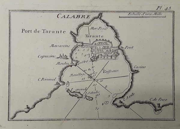 Port de Tarante. Incisione in rame. ROUX, 1764.