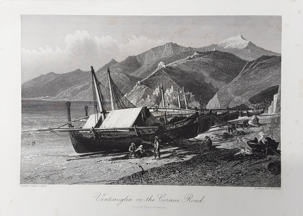 Ventimiglia on the Cornice Road. Incisione in acciaio. FENN pinx, …