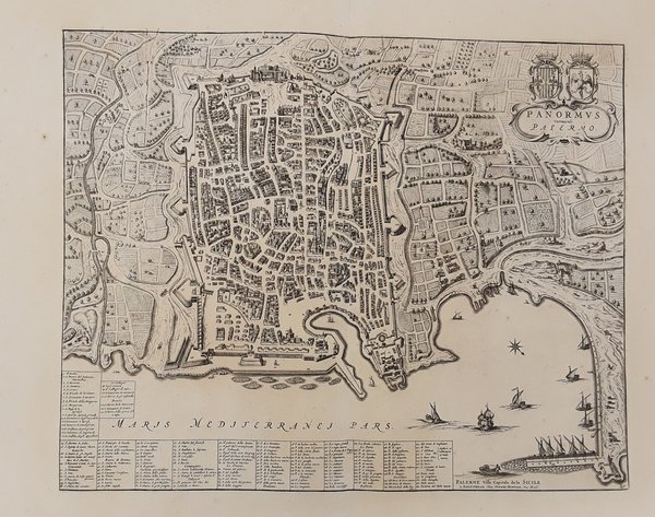 Panormus vernacule Palermo. Incisione in rame. MORTIER, 1704.