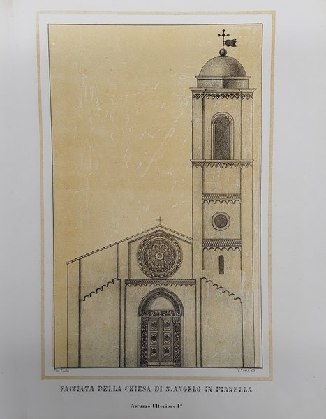 Facciata della Chiesa di Sant’Angelo in Pianella. Litografia seppiata. LEALE …