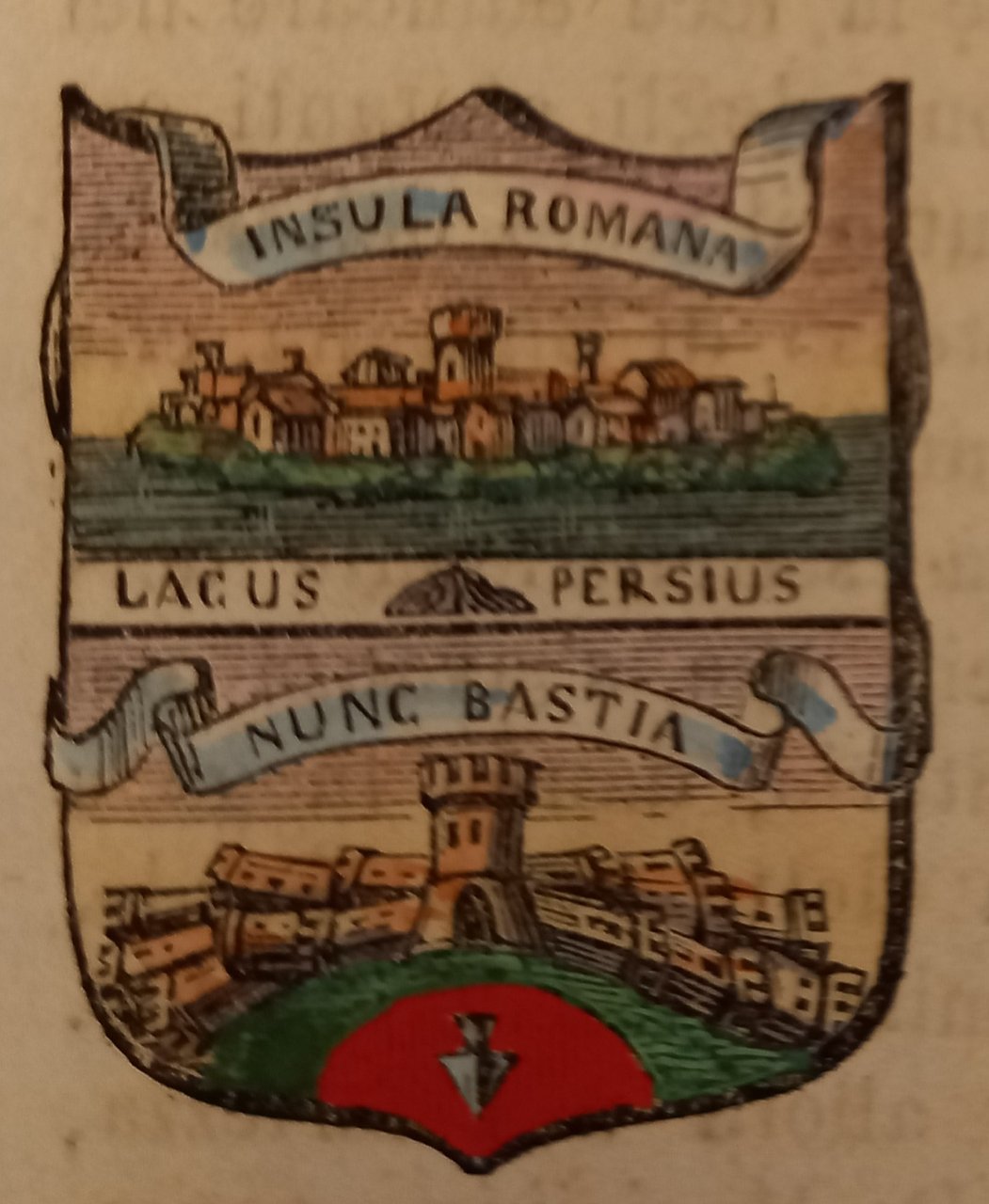 BASTIA (PG). Stemma miniato. 2 pagg. di testo.