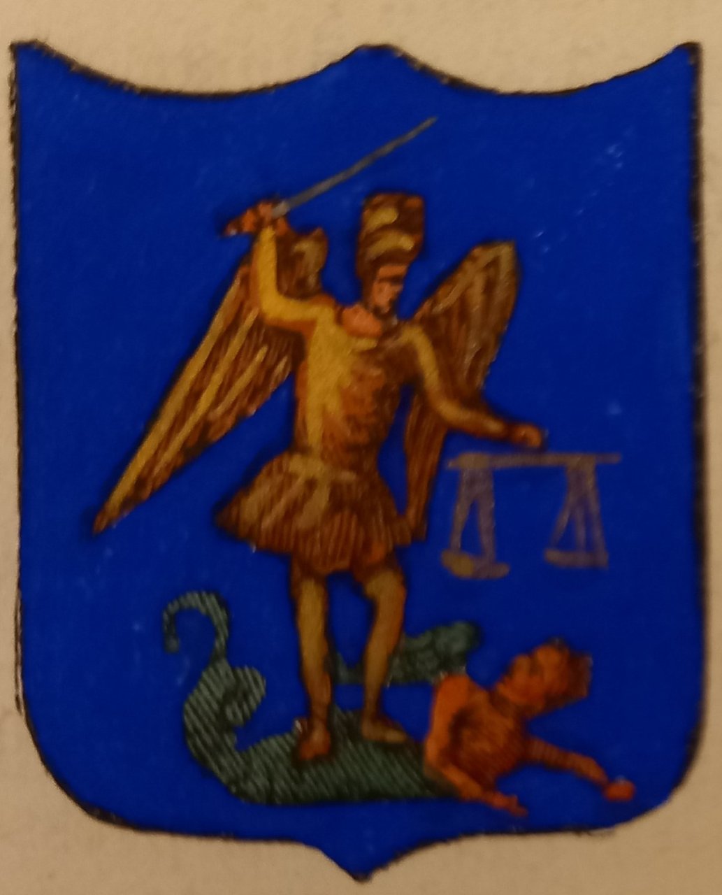 CAGLI (PS). Stemma miniato. 2 pagg. di testo.